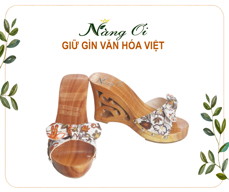 guốc mộc làm từ gỗ xoan cao cấp cho nữ cao 10cm